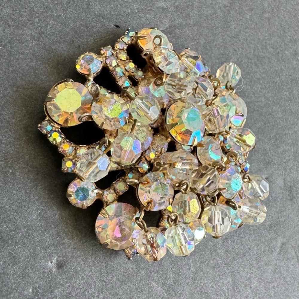 Vintage Juliana Cha Cha Brooch Aurora Borealis Crystal Rhinestone Pin Iridescent - Picture 4 of 12